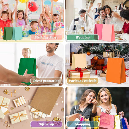 Kraftpapier Geschenktüten mit Henkel, 24er Set, 15x8x21 cm