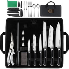 19-teiliges Küchenmesser-Set Edelstahl mit Tasche & Wetzstahl
