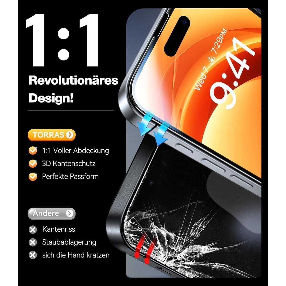 iPhone 17 Pro Max Panzerglas mit AR-Schutz & einfacher Montage