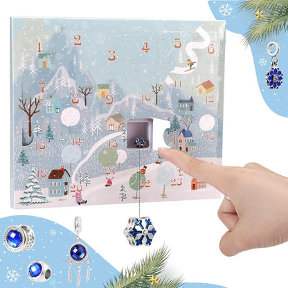 Adventskalender Schmuckset Mädchen Armband mit Charms Blau