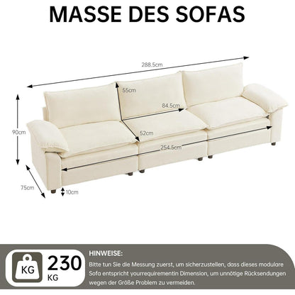 JIEXI Ecksofa mit Schlaffunktion – Beige Chenille-Stoff