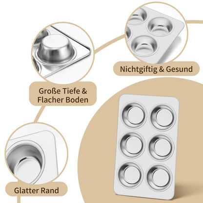 Edelstahl Muffinbackform 12 Muffins - 2er Set
