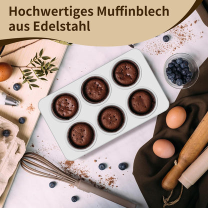 Edelstahl Muffinbackform 12 Muffins - 2er Set