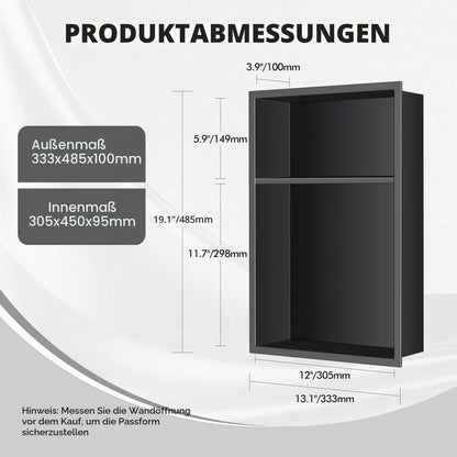 Edelstahl Duschnische 45x30x10cm Schwarz – Wandnische für Badezimmer