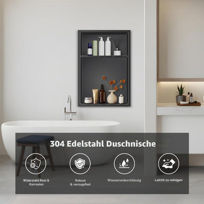 Edelstahl Duschnische 45x30x10cm Schwarz – Wandnische für Badezimmer