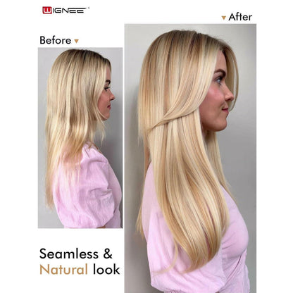 Echthaar Extensions 51 cm Erdbeerblond mit Strähnchen