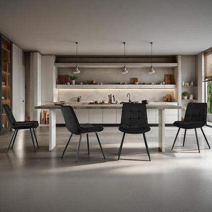 Esszimmerstühle Samt 4er-Set Schwarz – Gepolstert & Modern