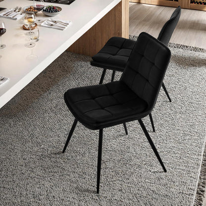 Esszimmerstühle Samt 4er-Set Schwarz – Gepolstert & Modern
