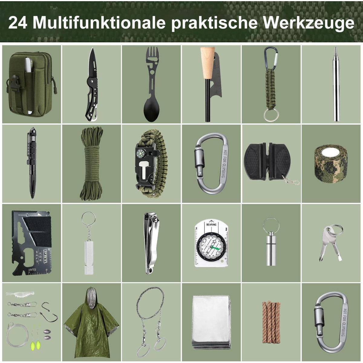 Taktischer Survival-Adventskalender mit Hüfttasche & Poncho