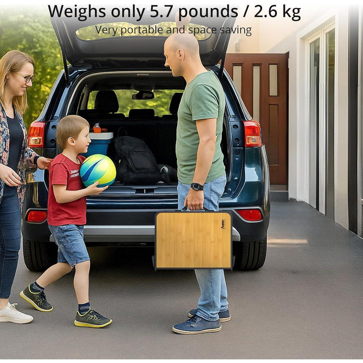 Klapptisch Aluminium 58x40cm Gelb mit Aufbewahrungsnetz & 3 Höhen