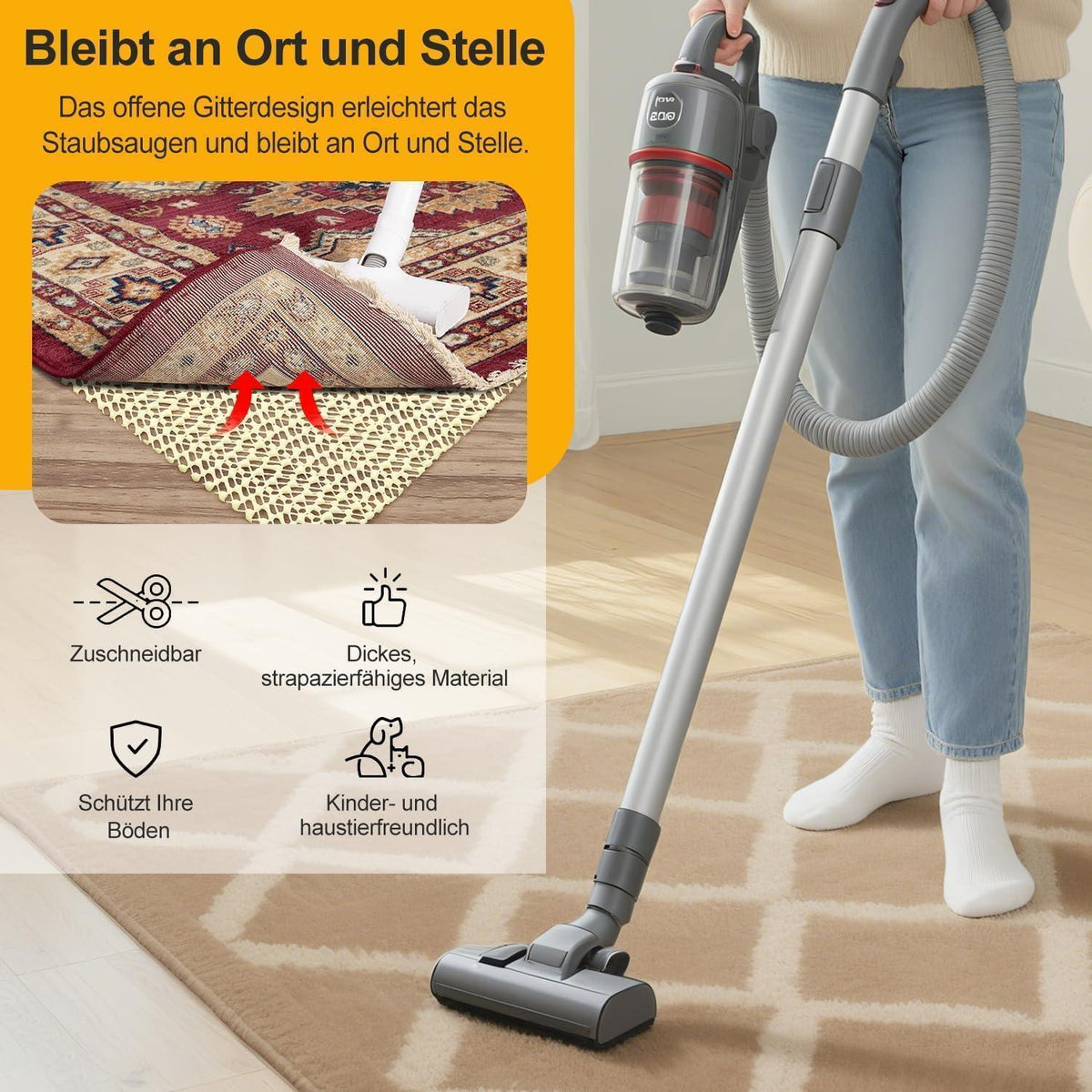 Rutschfeste Teppichunterlage 60x150cm – Zuschneidbar & Vielseitig
