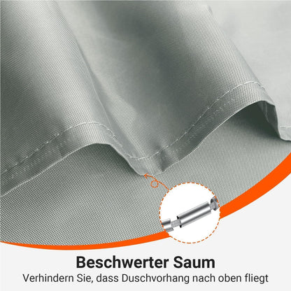 Duschvorhang Grau 300x180cm Beschwerter Saum Antischimmel Wasserabweisend