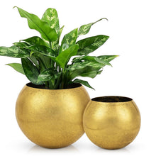 Übertopf Set Gold – 2er Set Pflanzgefäße Metall Modern