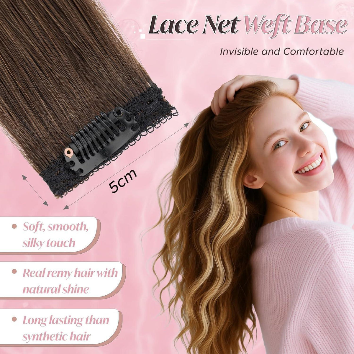Clip-In Haarverlängerung Echthaar Dunkel Braun 25cm