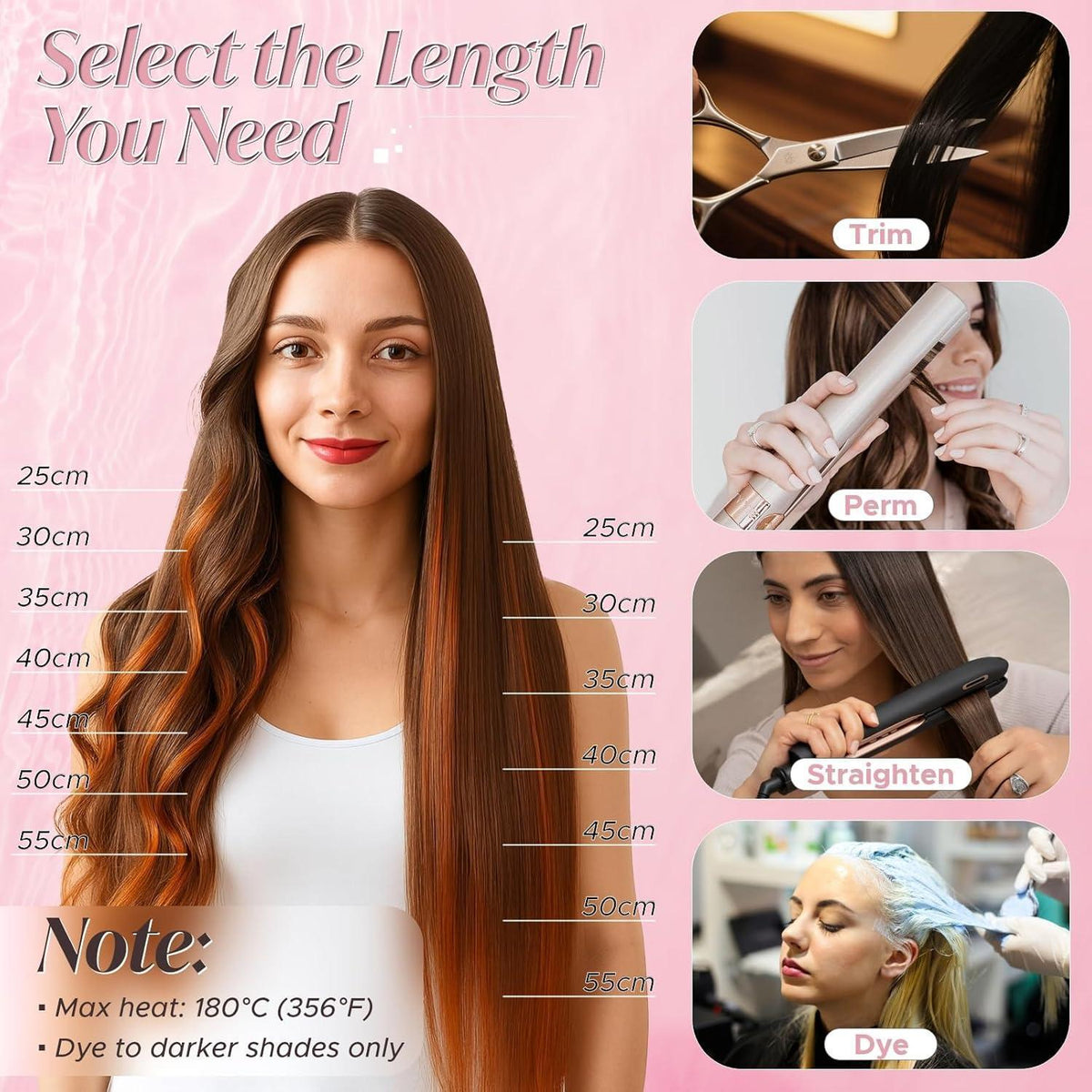 Clip-In Haarverlängerung Echthaar Dunkel Braun 25cm