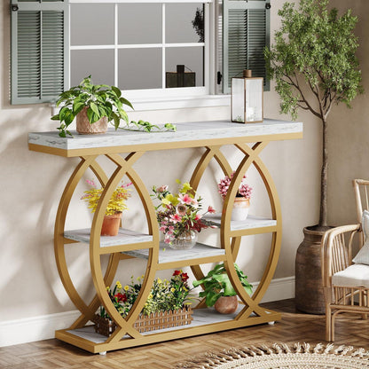 Konsolentisch 4-stöckig schmal Weißgold Industrial Retro
