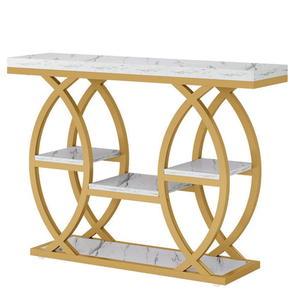 Konsolentisch 4-stöckig schmal Weißgold Industrial Retro