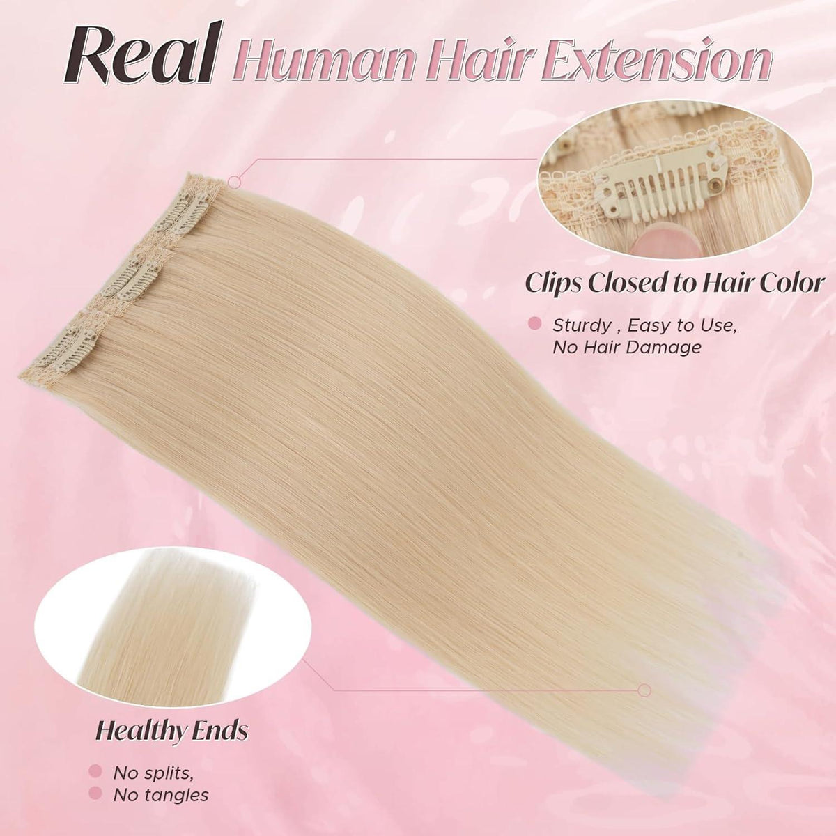 Clip-In Haarverlängerung Echthaar Platinblond 50cm