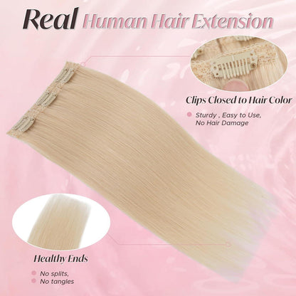 Clip-In Haarverlängerung Echthaar Platinblond 50cm