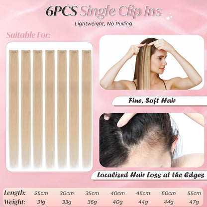 Clip-In Haarverlängerung Echthaar Platinblond 50cm