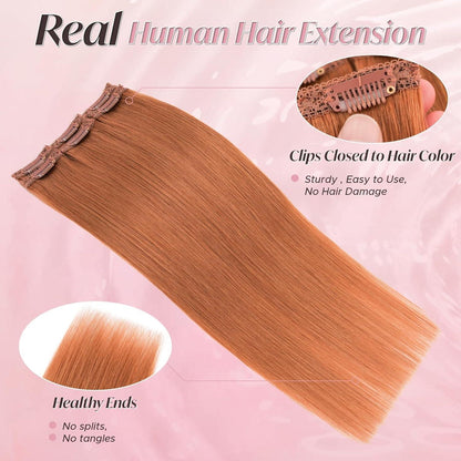 Clip-In Haarverlängerung Echthaar 50cm Honig Orange