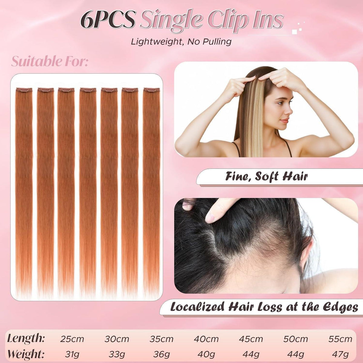 Clip-In Haarverlängerung Echthaar 50cm Honig Orange