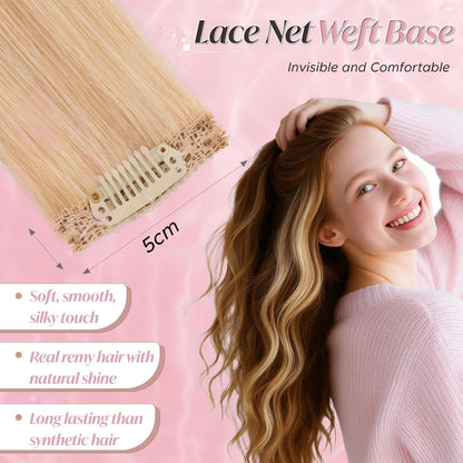 Clip-In Haarverlängerung Echthaar Ascheblond 50cm