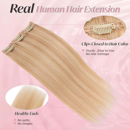 Clip-In Haarverlängerung Echthaar Ascheblond 50cm