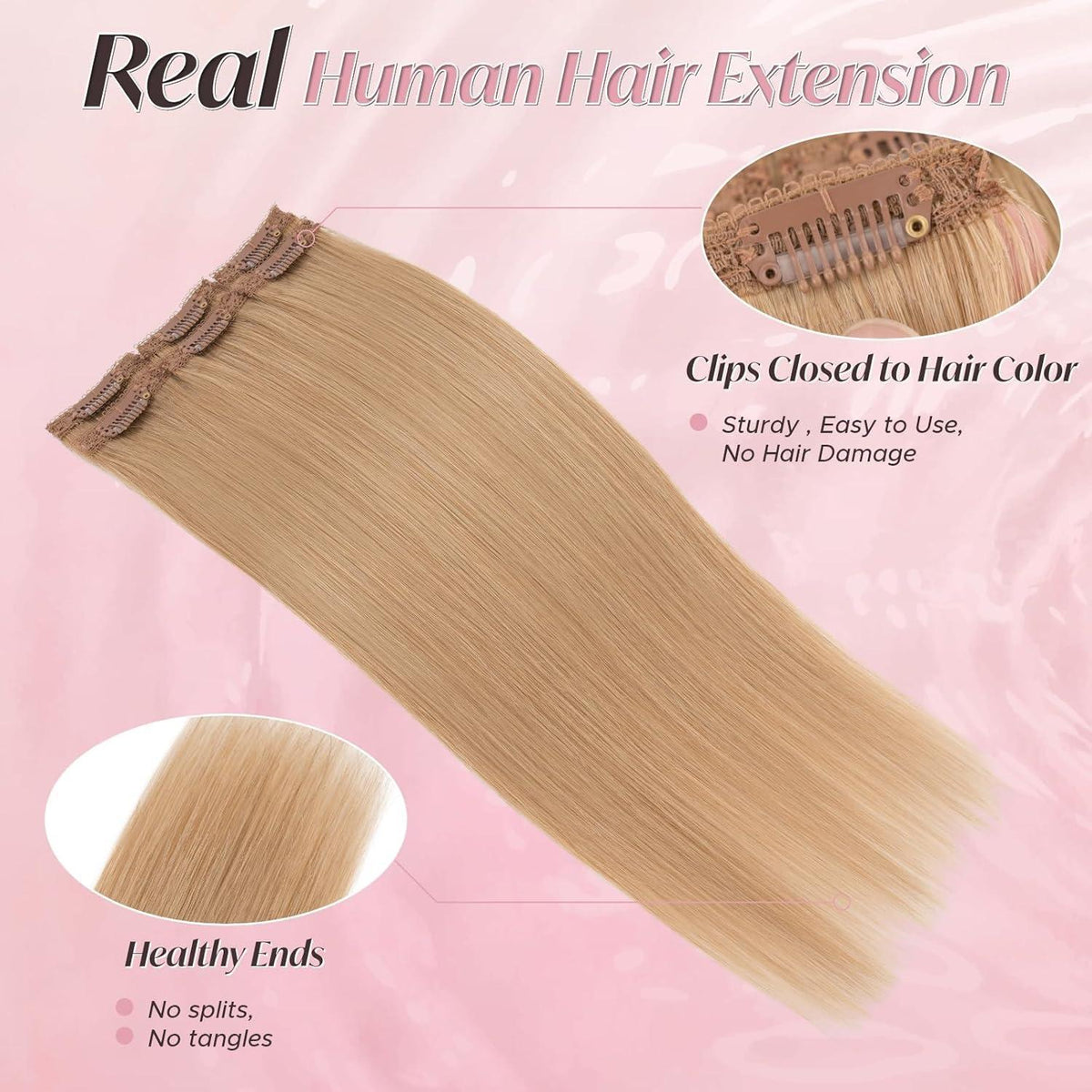 Echthaar Haarverlängerung Clip-In Dunkelblond 55cm