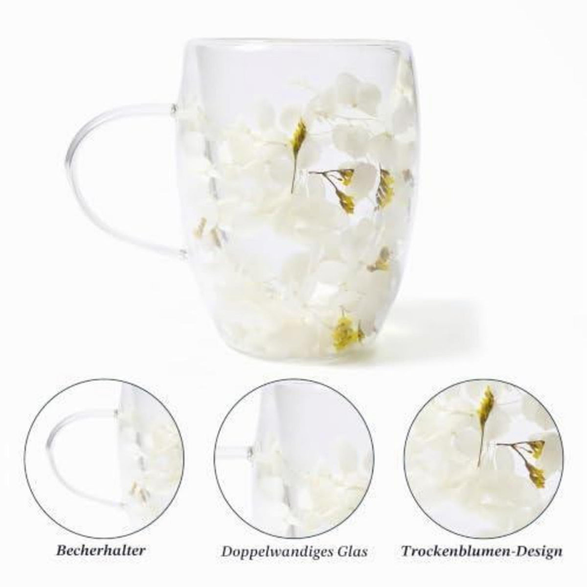 Blumen Kaffeegläser 350ml - Thermobecher Latte Macchiato