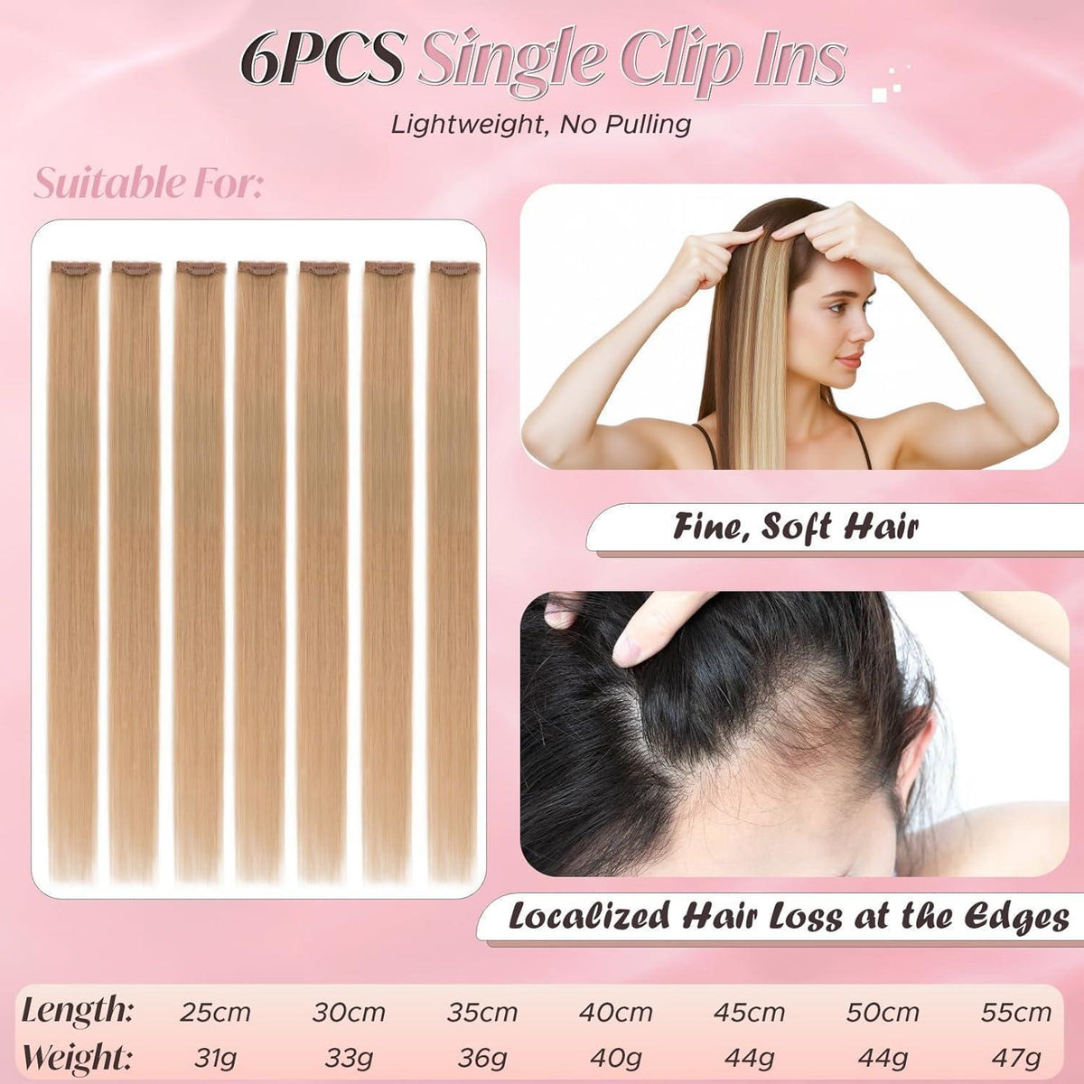 Echthaar Haarverlängerung Clip-In Dunkelblond 25cm