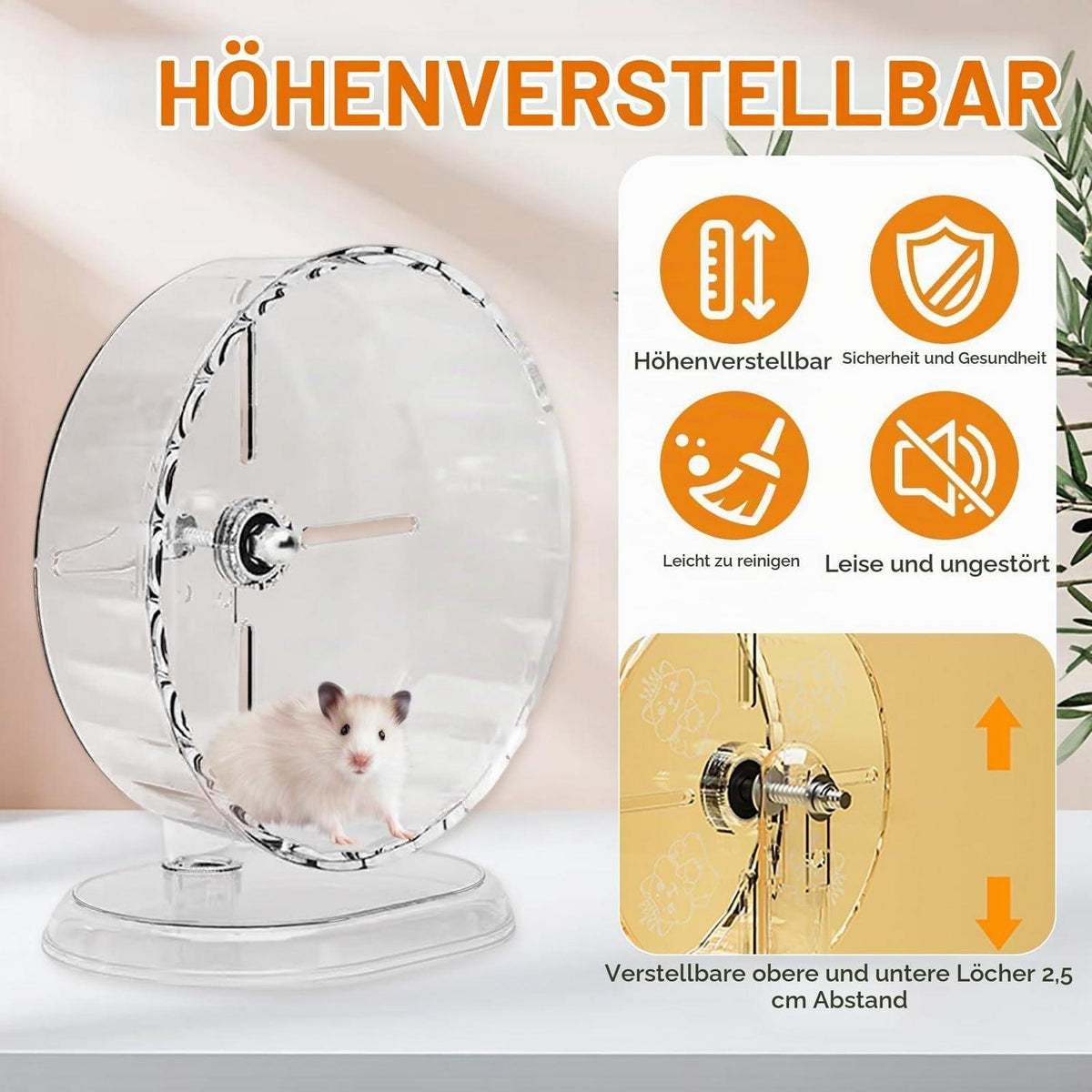 Super-leises Hamsterrad Ø24cm – Rutschfest & Einstellbar