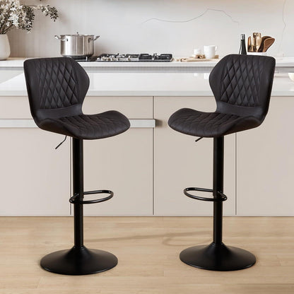 Höhenverstellbarer Barhocker mit Lehne & 360° Drehung – Schwarz