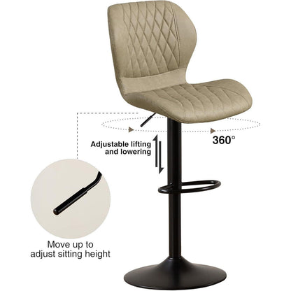 Barhocker mit Lehne, Höhenverstellbar, Khaki
