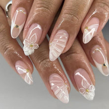 MouyouGlow Press on Nails Weiß French mit Blumen – Künstliche Nägel