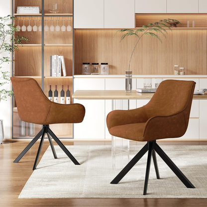 Drehbarer Esszimmerstuhl Set 2x mit Armlehne – Braun