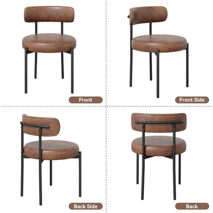 Mid-Century Esszimmerstühle 2er Set Braun in Lederoptik