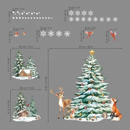 Weihnachts Fensterbilder Baum Schneeflocken Aufkleber Set