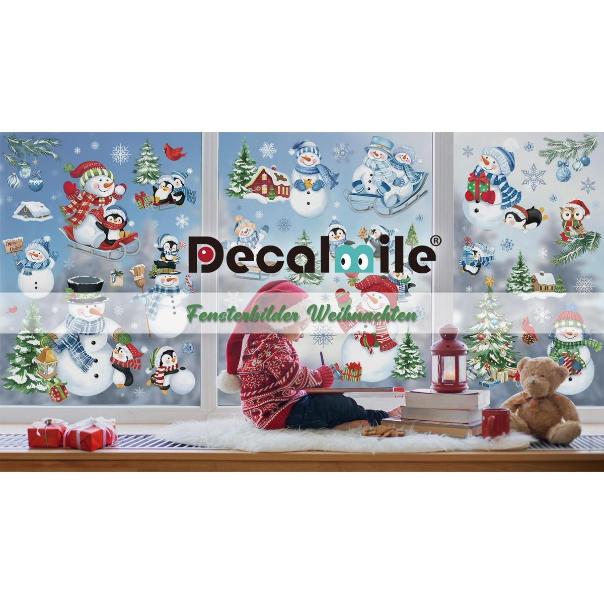 Weihnachts Fensterbilder Baum Schneeflocken Aufkleber Set