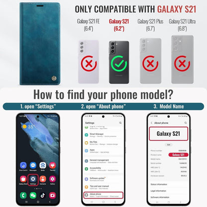 Klapphülle mit RFID für Samsung Galaxy S21 5G - Blaugrün in Lederoptik