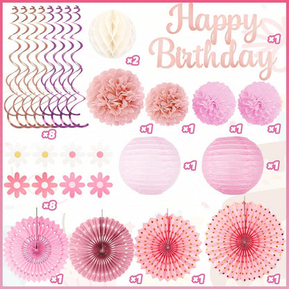29-teiliges Partydeko-Set Roségold Pink Beige