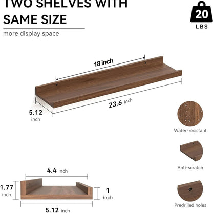 Wandregal Walnuss MDF 60x13 cm 2er Set