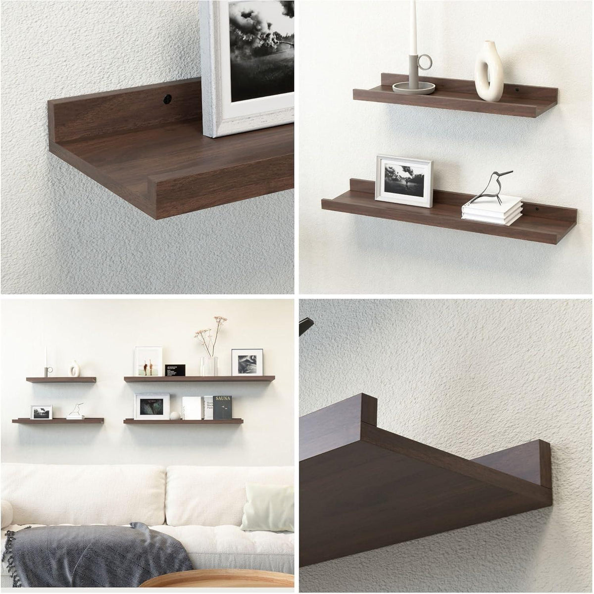 Wandregal Walnuss MDF 60x13 cm 2er Set
