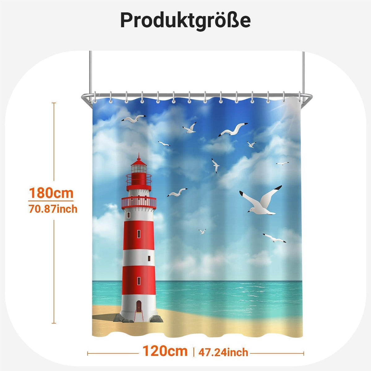 Duschvorhang Leuchtturm 120x180cm Wasserabweisend & Antischimmel