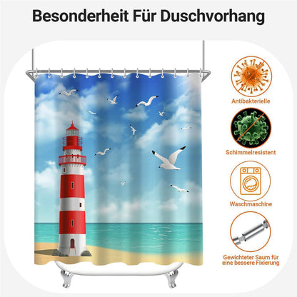 Duschvorhang Leuchtturm 120x180cm Wasserabweisend & Antischimmel