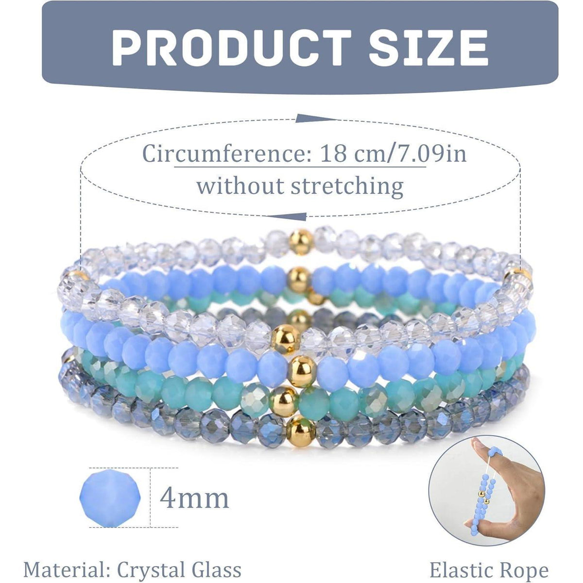 Damen Kristall Perlen Armband Mehrschichtig Boho Schwarz Lila