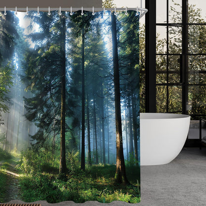 Duschvorhang 150x200 cm Wald Dschungel, Wasserabweisend, Beschwerter Saum
