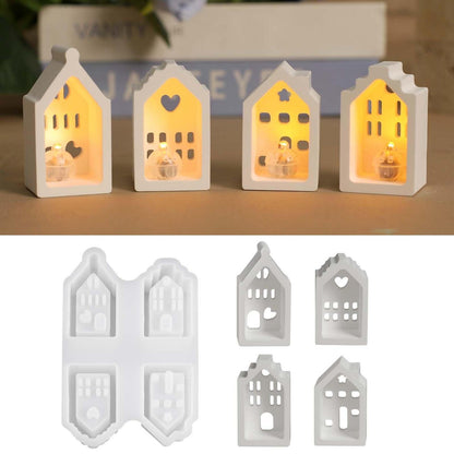 4x 3D Silikonform Haus – Gießformen für Kerzen & Deko