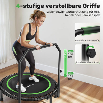Fitness Trampolin für Erwachsene – 102cm, Verstellbarer Griff