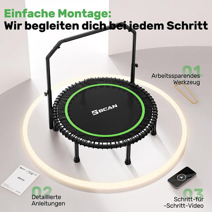 Fitness Trampolin für Erwachsene – 102cm, Verstellbarer Griff